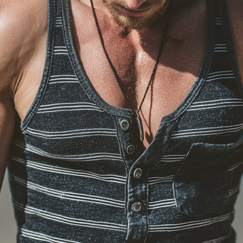 Men's Summer Classic Striped Slim Fit Knit Tank Top MTA1119G8U