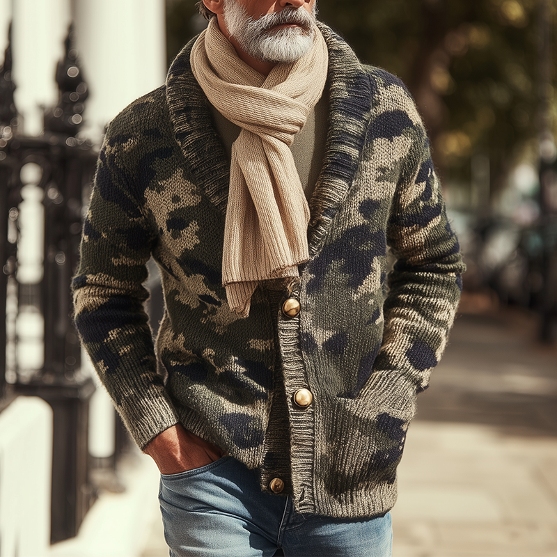 Men's Vintage Camouflage Knit Cardigan MTA0764H7P