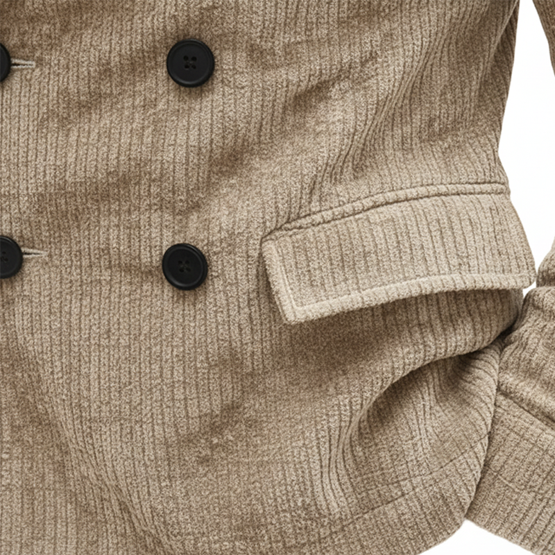 Men's Winter Retro Corduroy Double-Breasted Warm Jacket MTA1358K0P