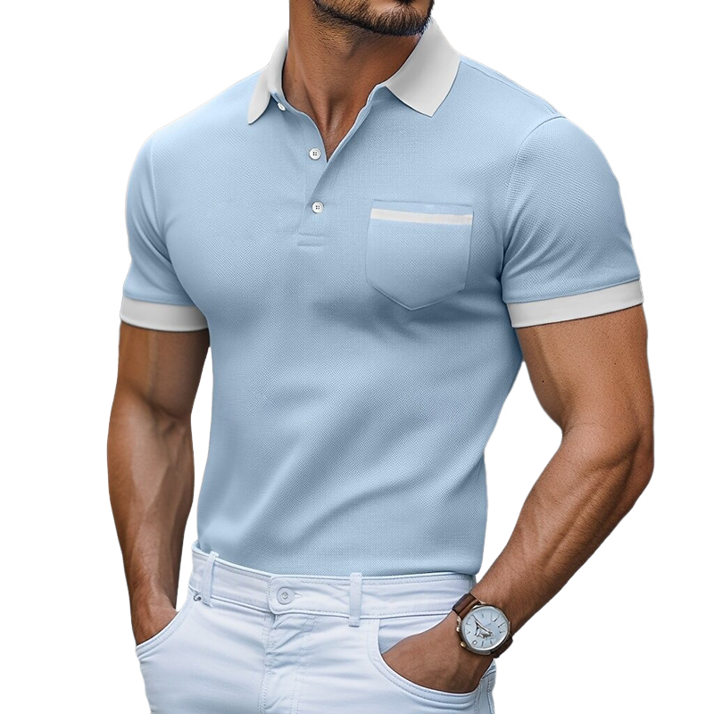 Herre retro casual fargeblokk kortermet poloskjorte MTA2311G4TO