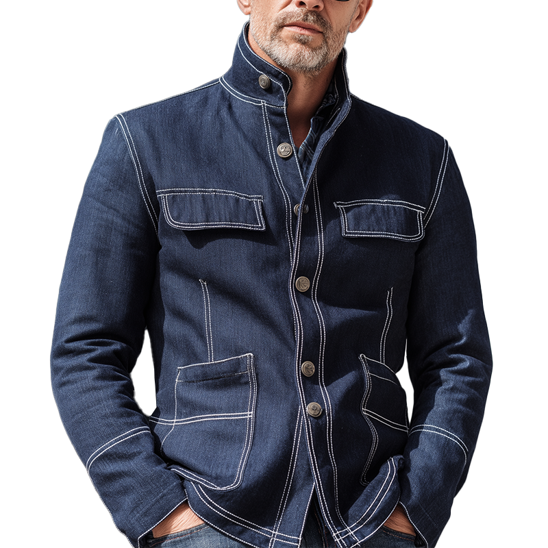 Men's Vintage Heathered Denim Jacket MTA2692H5P