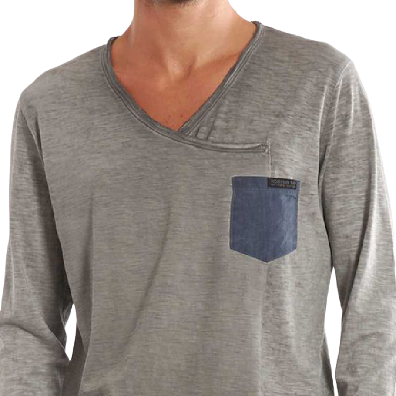 Men's Classic V-neck Long Sleeve Casual T-shirt 06685090F