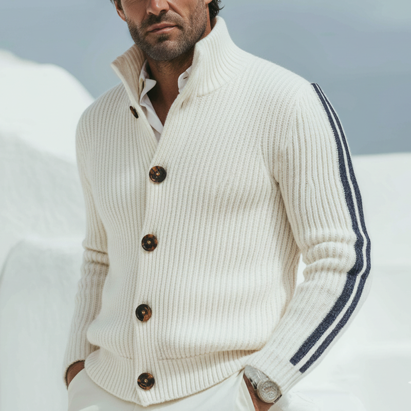 Men's Urban Style Stand-collar Button-up Knit Cardigan MTA2204K3U