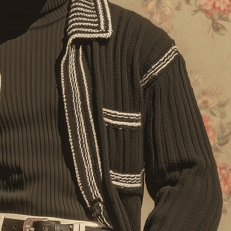 Men's Autumn And Winter Fashion Striped Cotton Yarn Knitted Cardigan MTA2211I3P