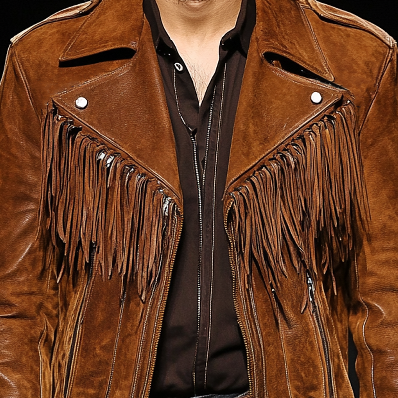 Men's Vintage Western Style Fringe Lapel Jacket MTA2832H0X