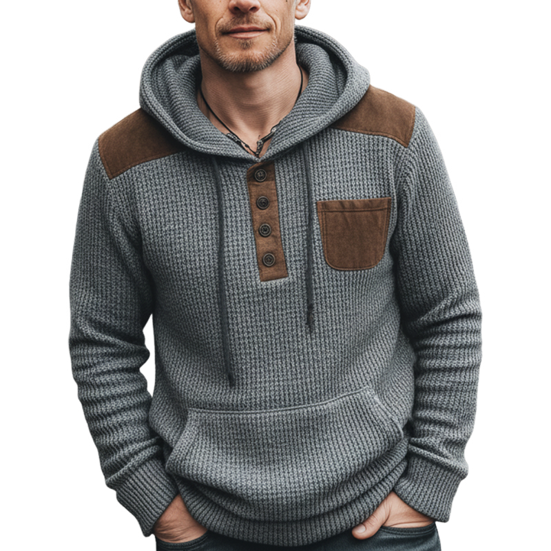 Men's Classic Stretch Colorblock Knit Casual Hoodie MTA2001J1U