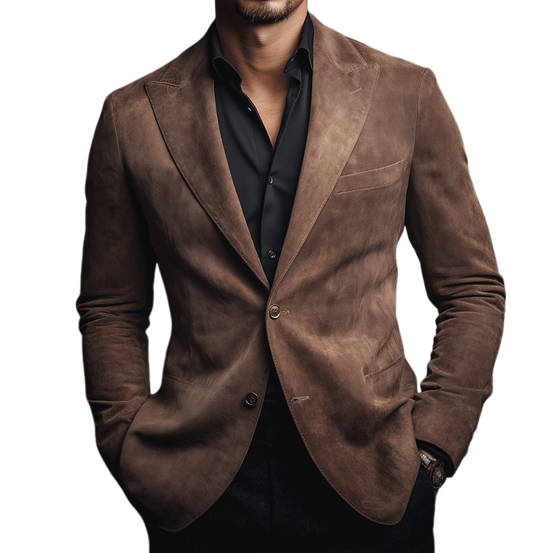 Men's Vintage Casual Suede Single-Breasted Blazer MTA2876H2TO