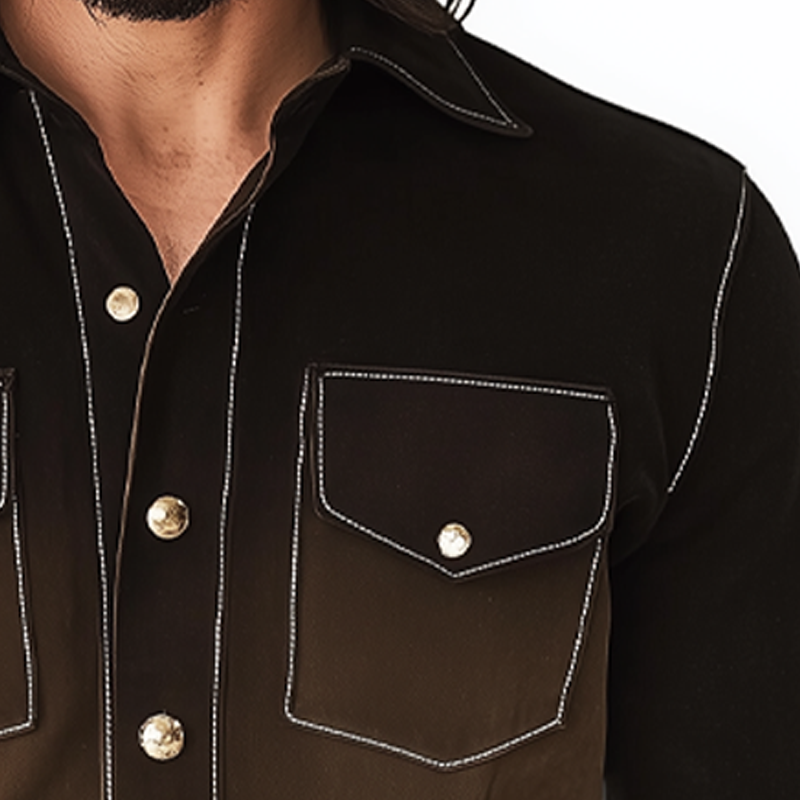 Men's Autumn Retro Gradient Suede Long Sleeve Shirt MTA0713H7U