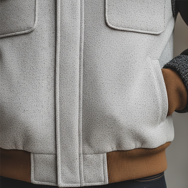 Men's Winter Faux Wool PU Patchwork Jacket With Fur Collar MTA1770K8P