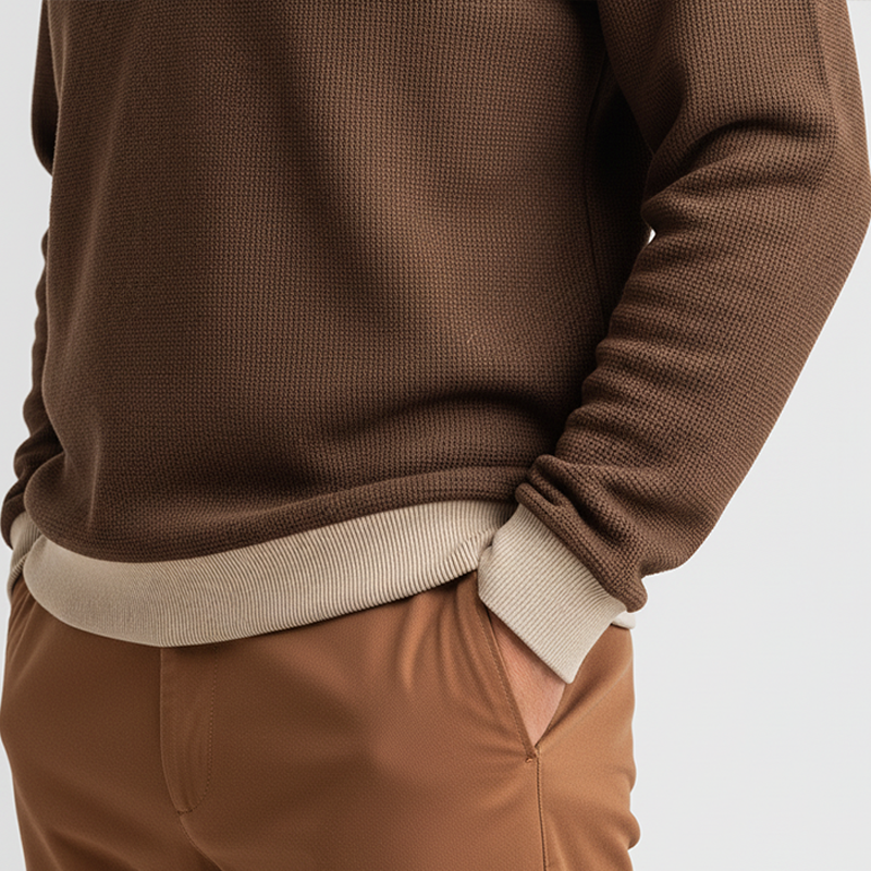 Men's Fashionable Bull Head Embroidered Waffle Polyester Blend Half-Zip Sweatshirt MTA2747J1P