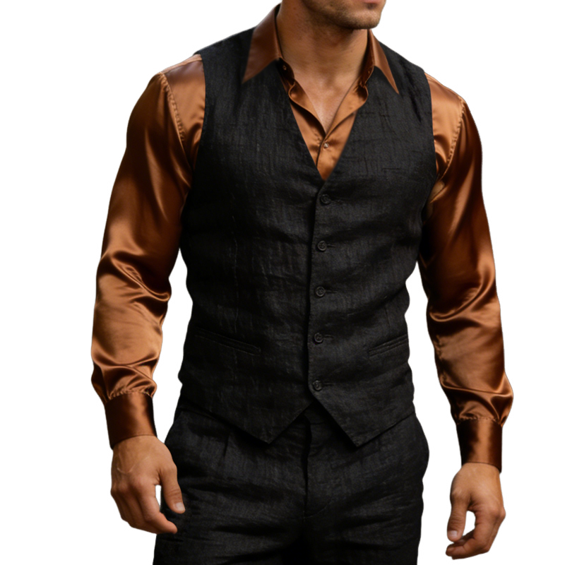 Men's Retro Casual Linen Vest MTZ1457A7TO