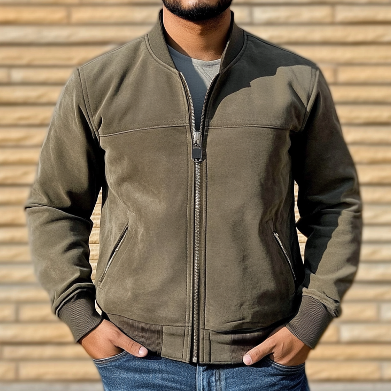 Men's Casual Baseball Collar Zip-Up Jacket MTA2508H2X