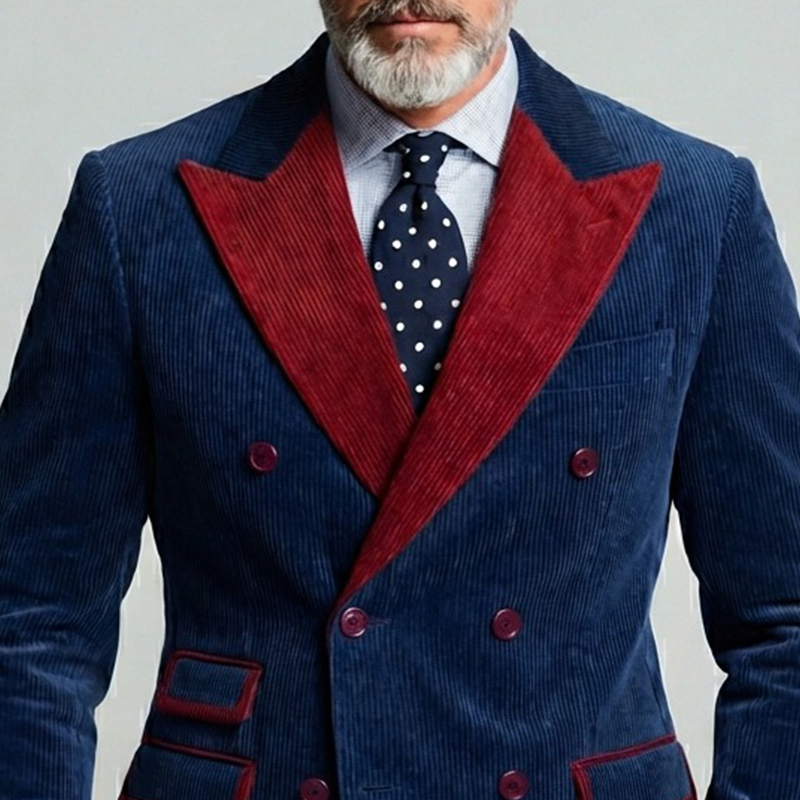 Men's Retro Patchwork Corduroy Lapel Blazer MTA0451L0X