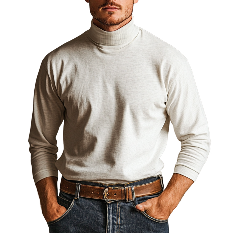Men's Solid Color Blended High Collar Basic Bottoming Sweater MTA2231J2X