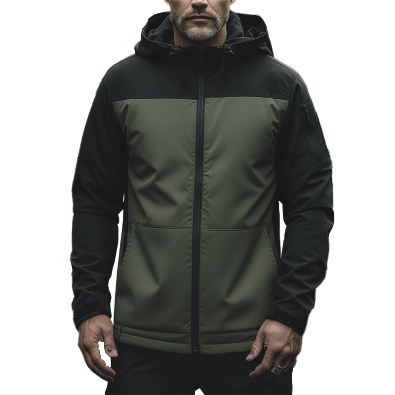 Men's Retro Cotton Blend Color Block Work Jacket MTA1905K8P