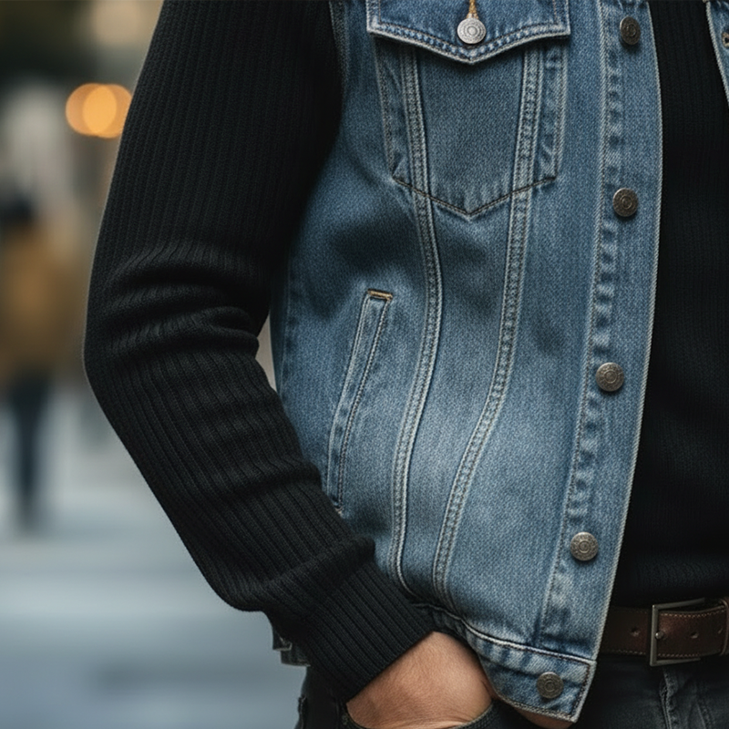 Men's Vintage Washed Denim Vest MTA1932L4P