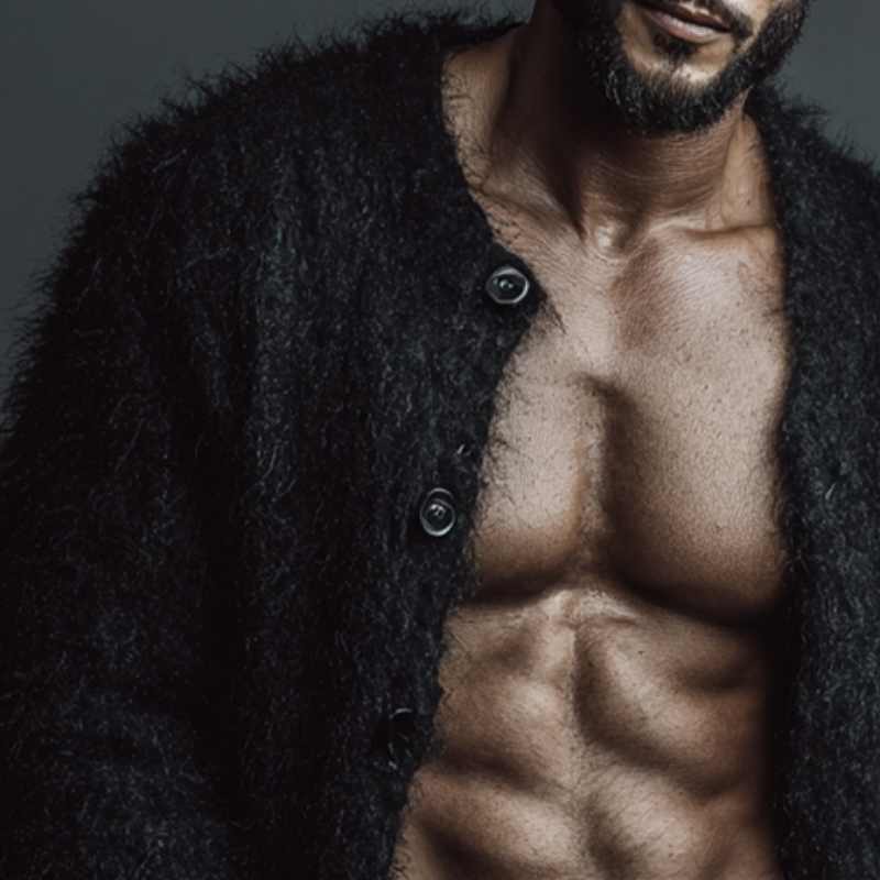 Men's Retro Casual Knitted Mohair Collarless Button-Down Cardigan MTA2859J7TO