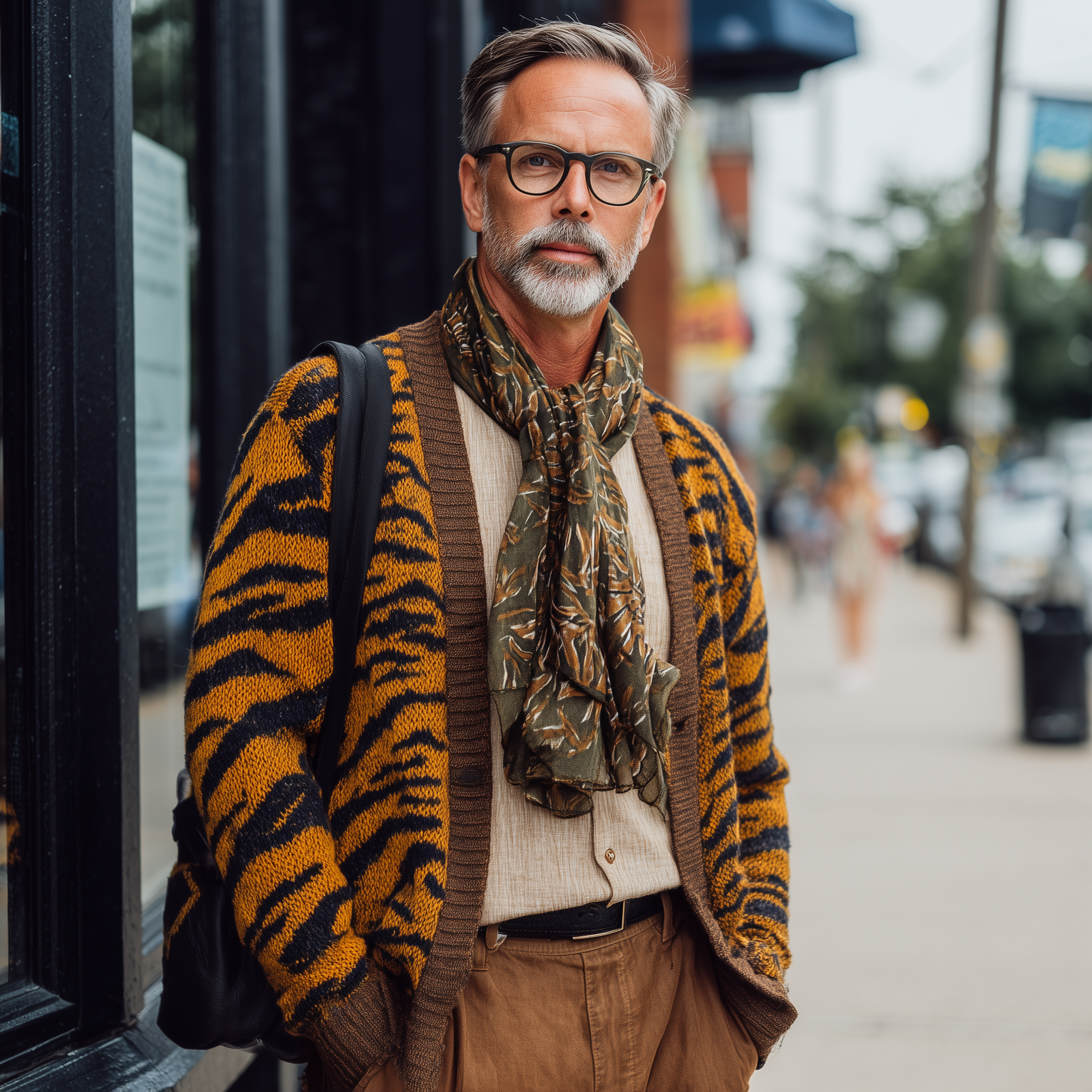 Men's Fashionable Leopard Print Knitted Cardigan MTA0794H2P