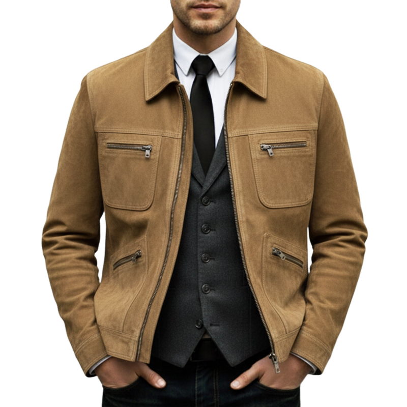 Men's Classic Urban Faux Suede Zip-up Jacket MTA2060L4U
