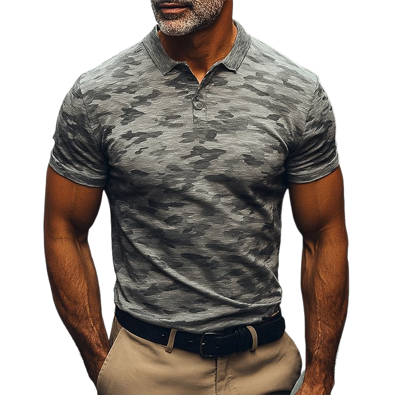 Men's Outdoor Camouflage Print Short-Sleeved Polo Shirt MTA0586G5X