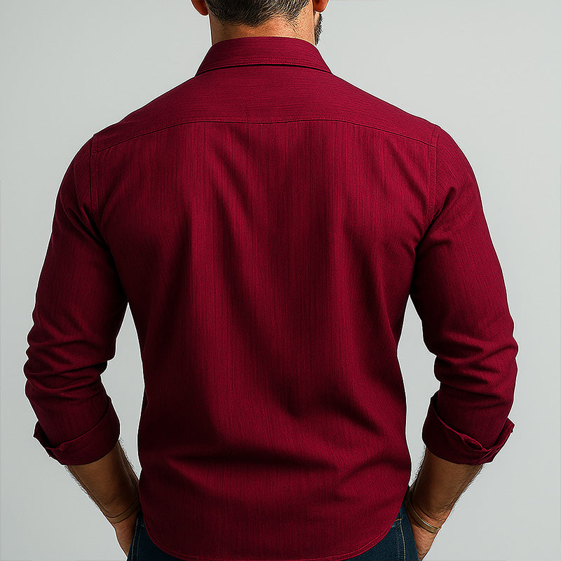 Men's Summer Fashion Floral Embroidery Cotton Long Sleeve Shirt MTA1593E2P