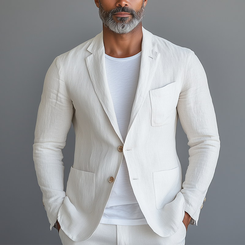 Men's Solid Color Simple Linen Suit Jacket MTA3083G7P