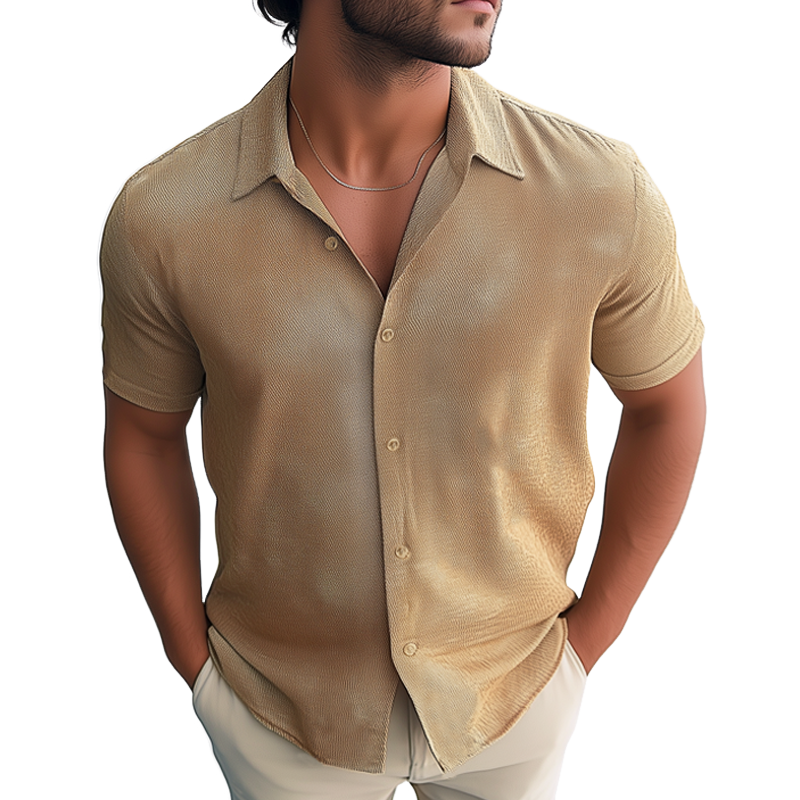 Men's Summer Twill Printed Casual Short Sleeve Shirt MTA0737F2U