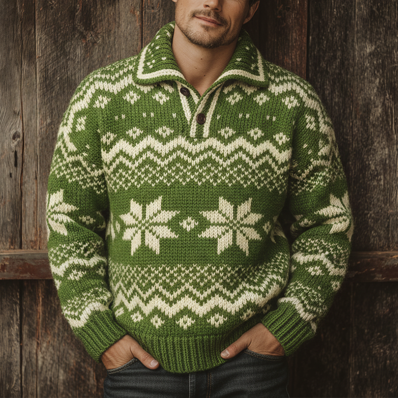 Men's Stylish Winter Fair Isle-style Knitted Jacquard Cotton Sweater MTA3065I5P