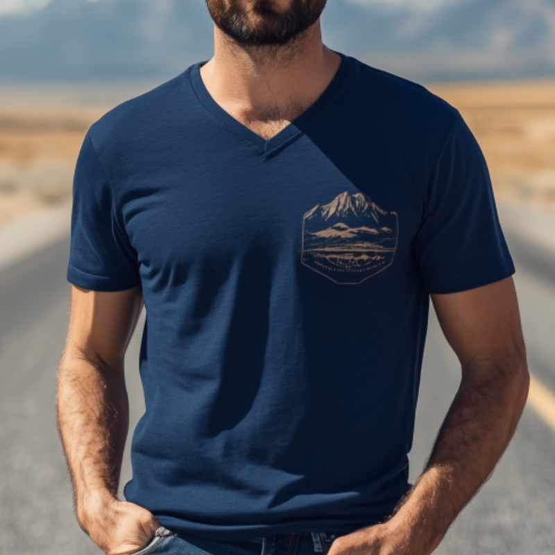 Men's Casual V-Neck Yellowstone Park Series Printed Cotton Short Sleeve T-Shirt 48249190K