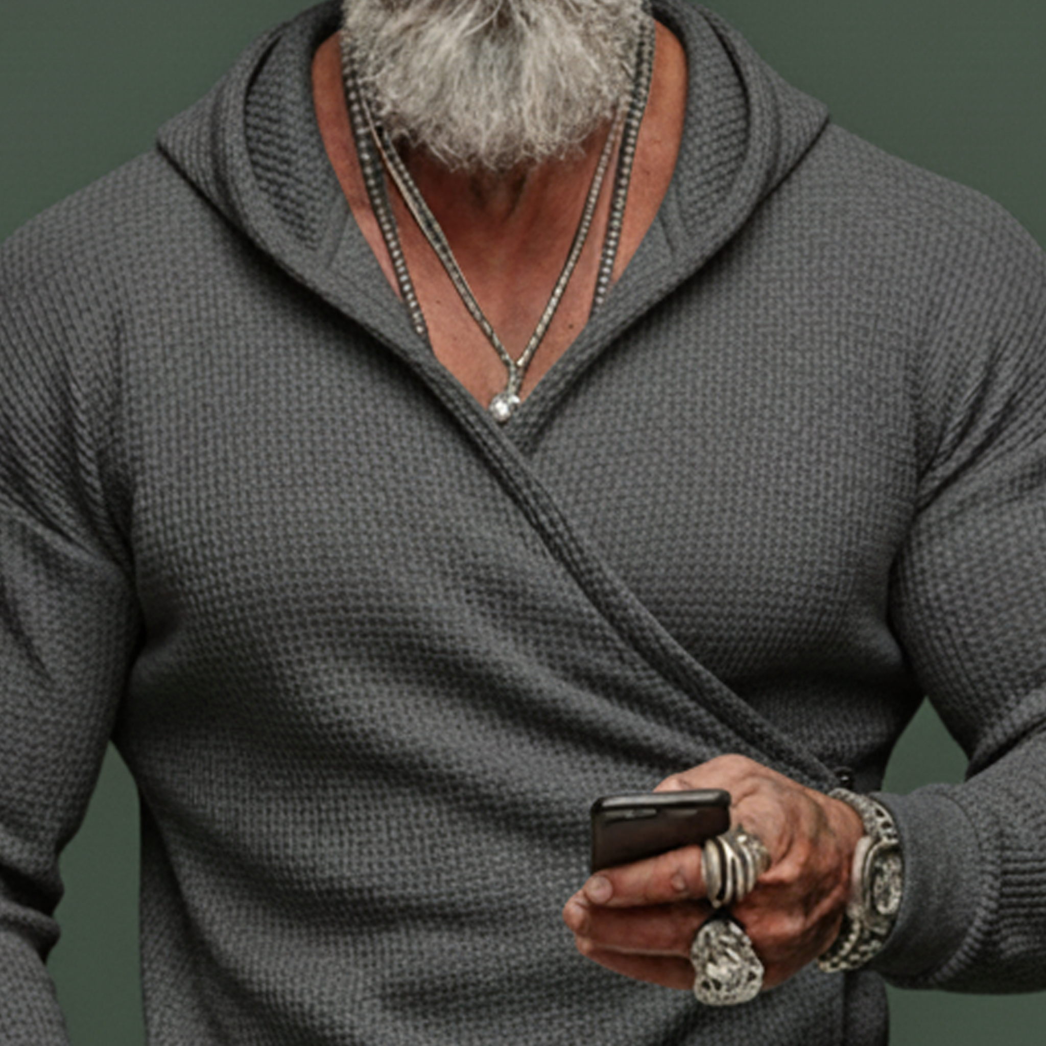 Men's Stylish And Trendy Waffle Hooded Slim-fit Sweatshirt MTA0972L7K