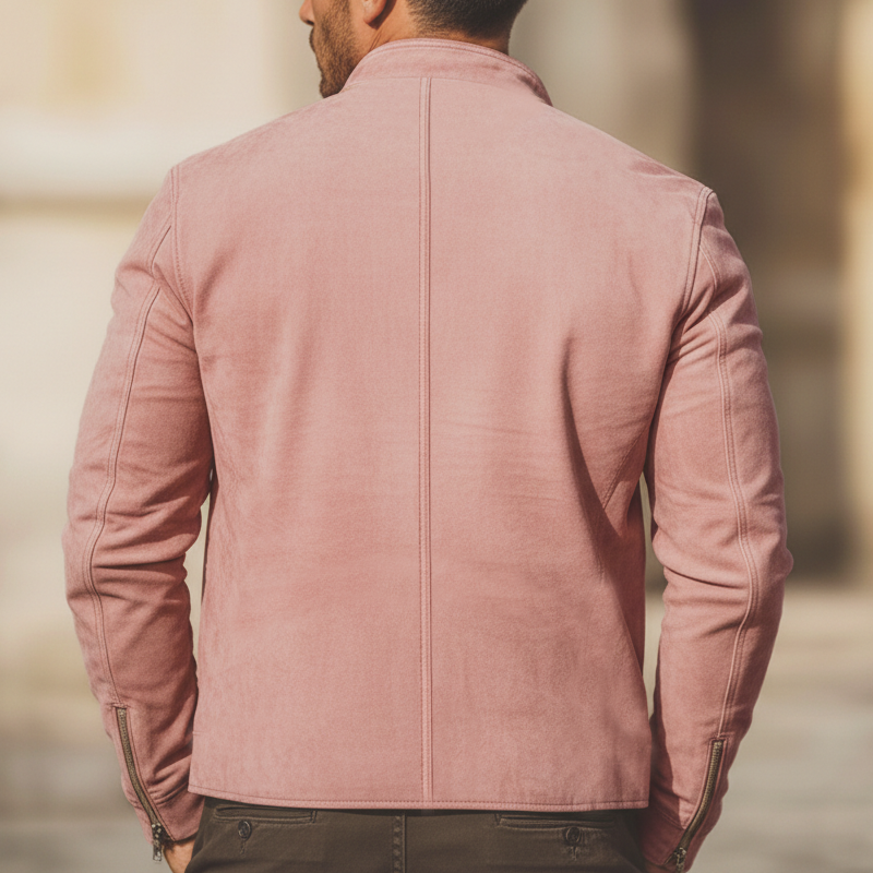 Men's Modern Fashion Faux Suede Stand Collar Zip-Up Jacket MTZ2369A3U