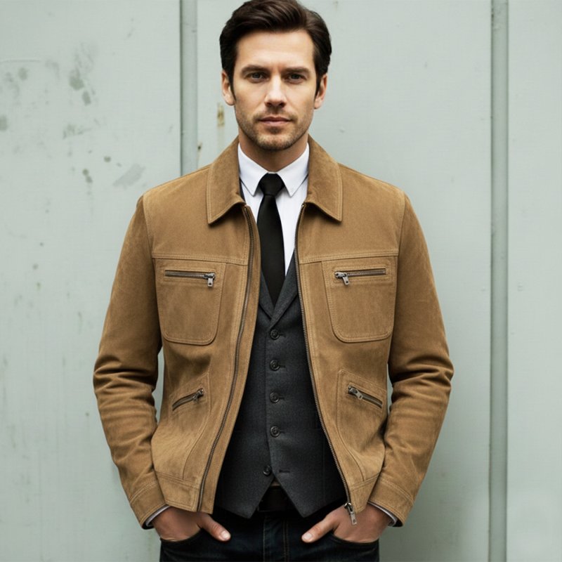 Men's Classic Urban Faux Suede Zip-up Jacket MTA2060L4U