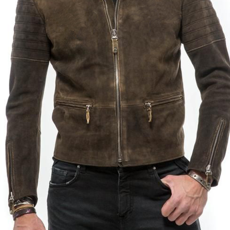 Men's Vintage Casual Slim Fit Zipper Suede Jacket 30373055K