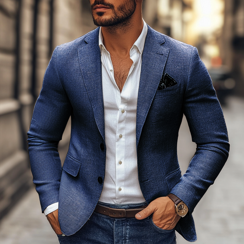 Blazer casual da uomo con risvolto a tacca e due bottoni 47644865Z