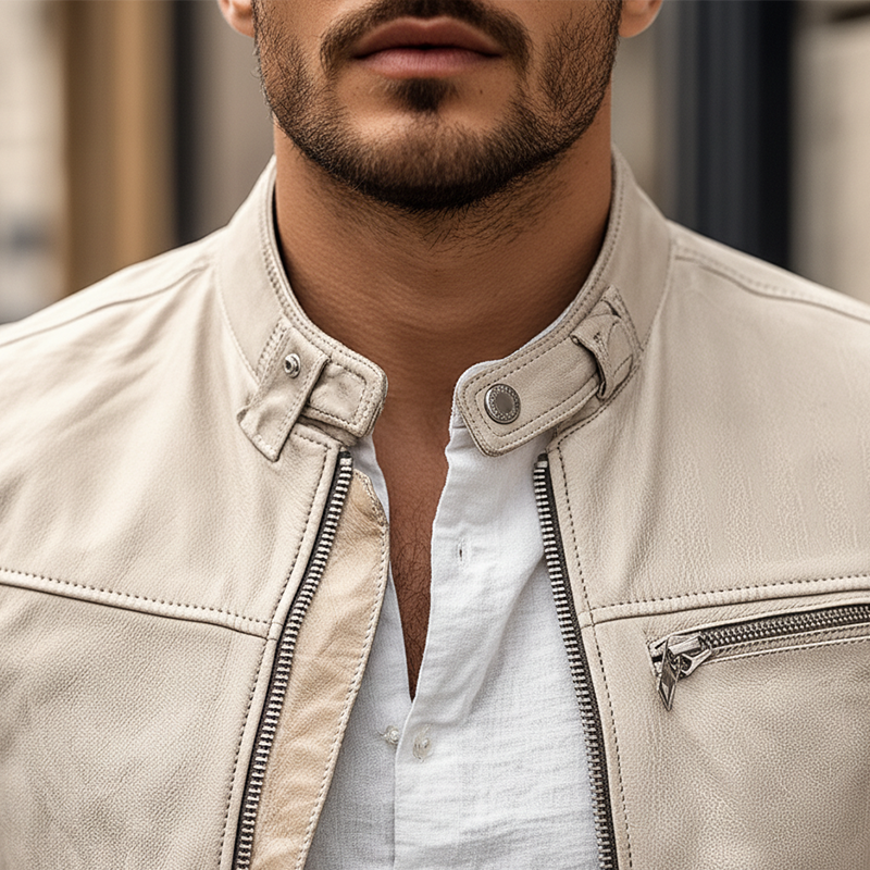 Men's Winter Vintage PU Faux Leather Zip-up Jacket MTA0884L8P