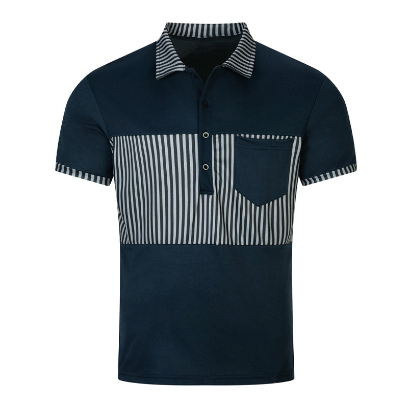 Men's Stripe Print Short Sleeve Polo Shirt 18376021X