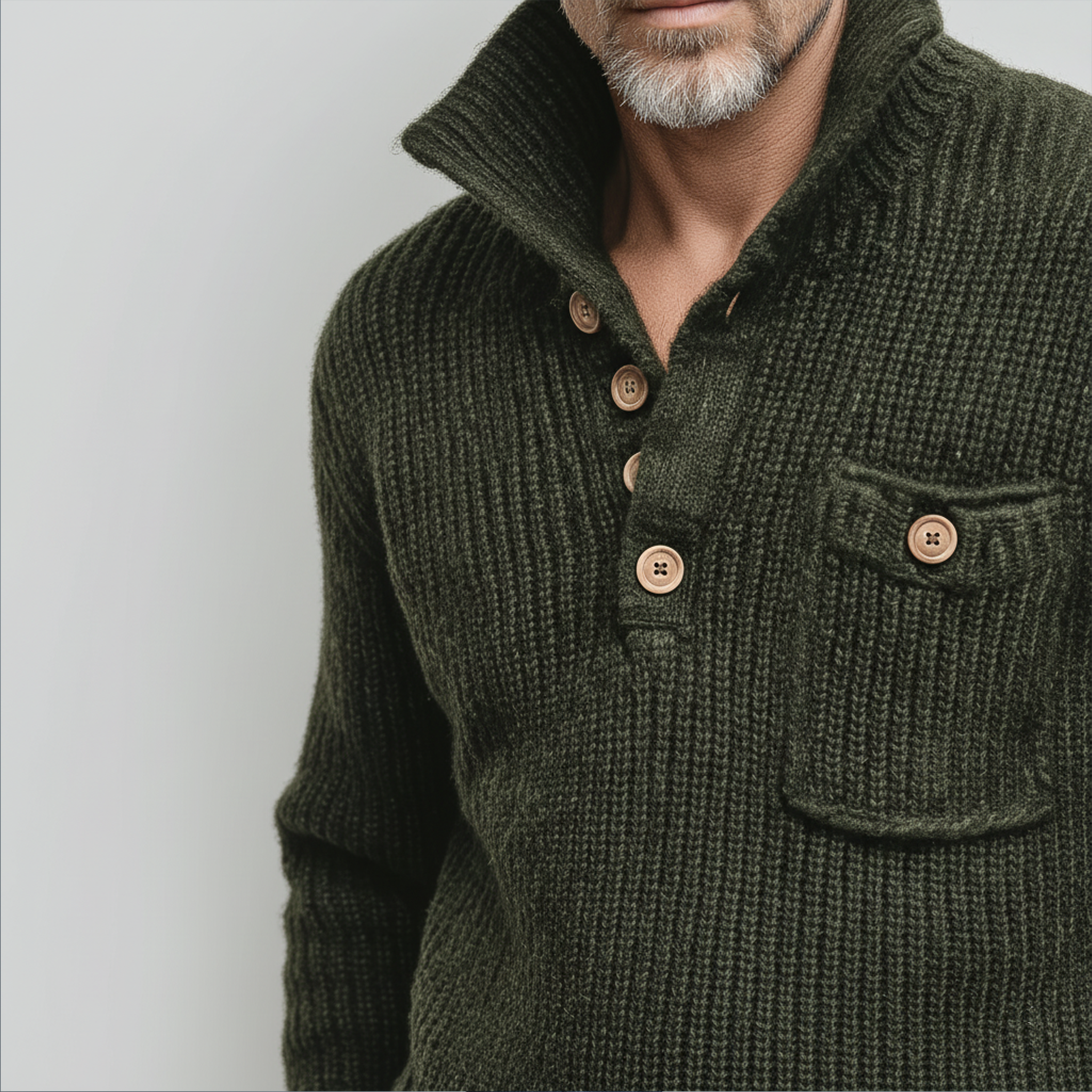 Men's Classic Casual Stand Collar Button Loose Sweater MTA2688I3K