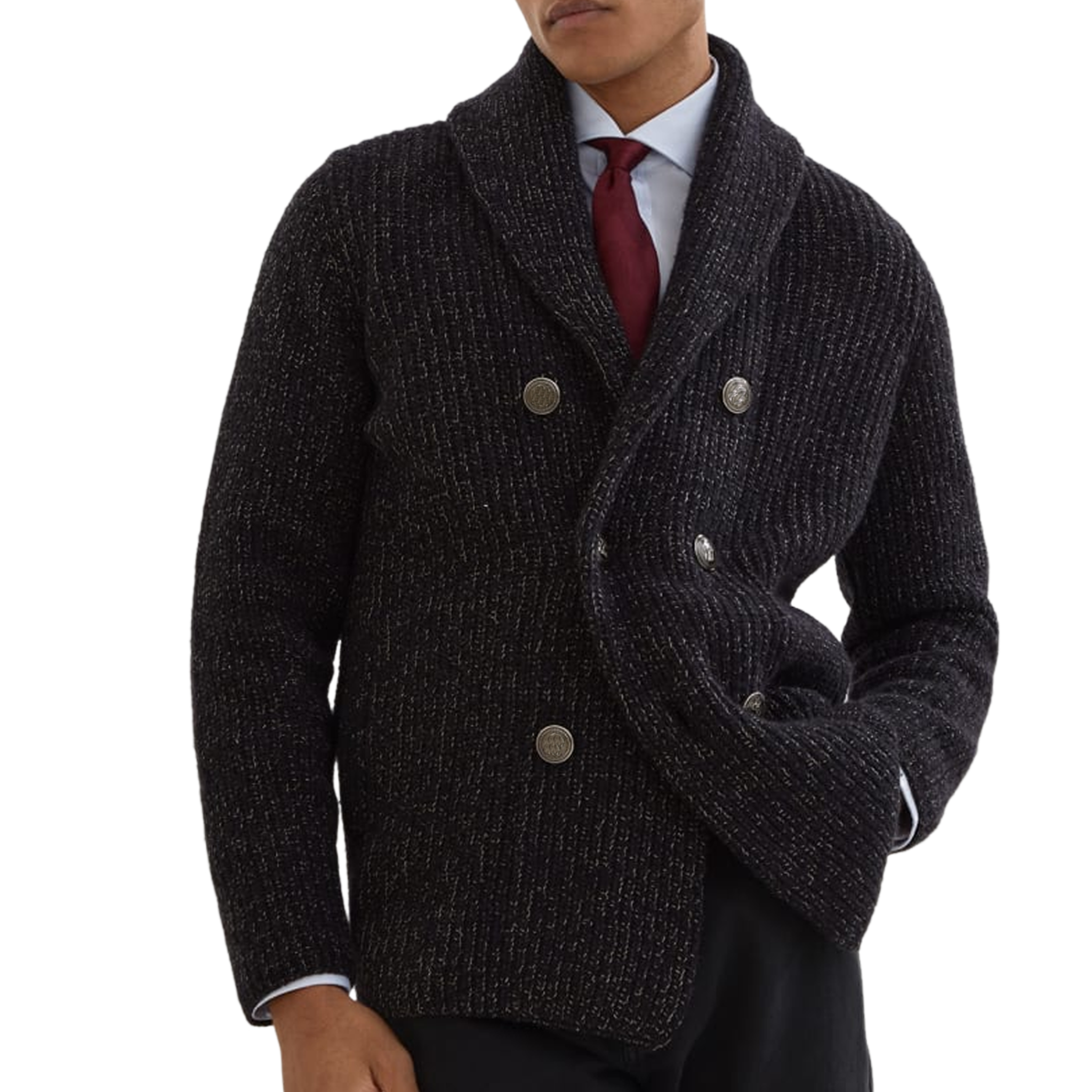 Men's Classic American Vintage Double-Breasted Knit Cardigan MTA0406I0K