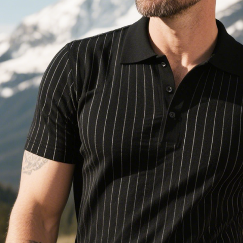 Men's Retro Casual Striped Lapel Short Sleeve Polo Shirt MTA1660G5TO