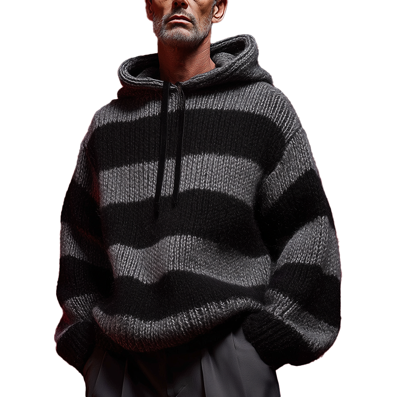 Men's Winter Fashion Striped Knitted Hooded Sweater MTA0178I2P