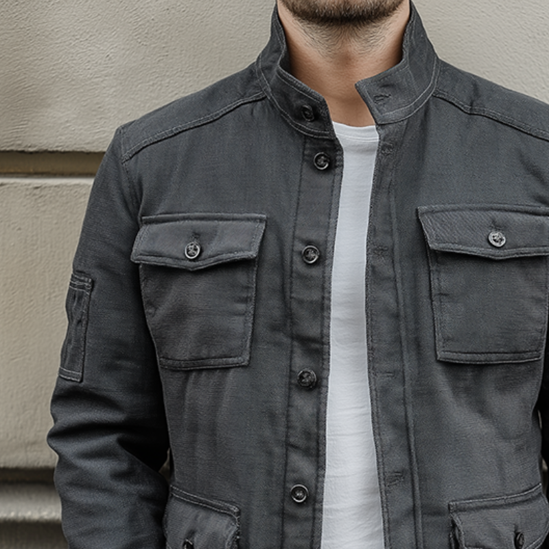 Men's Retro Casual Canvas Washed Stand Collar Jacket MTA1674H1TO
