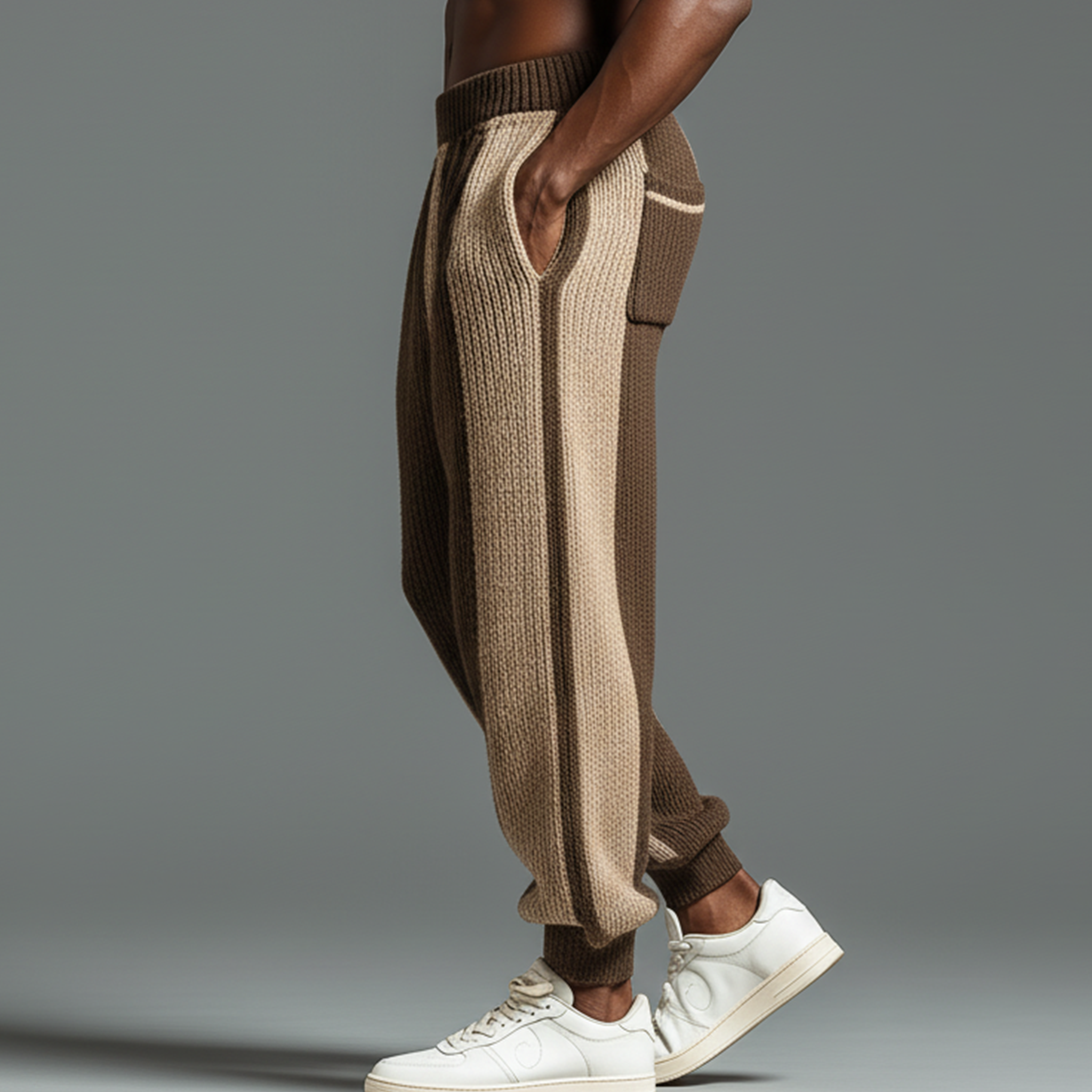 Men's Classic Casual Elastic Waist Tapered Knit Pants MTA0613K3K