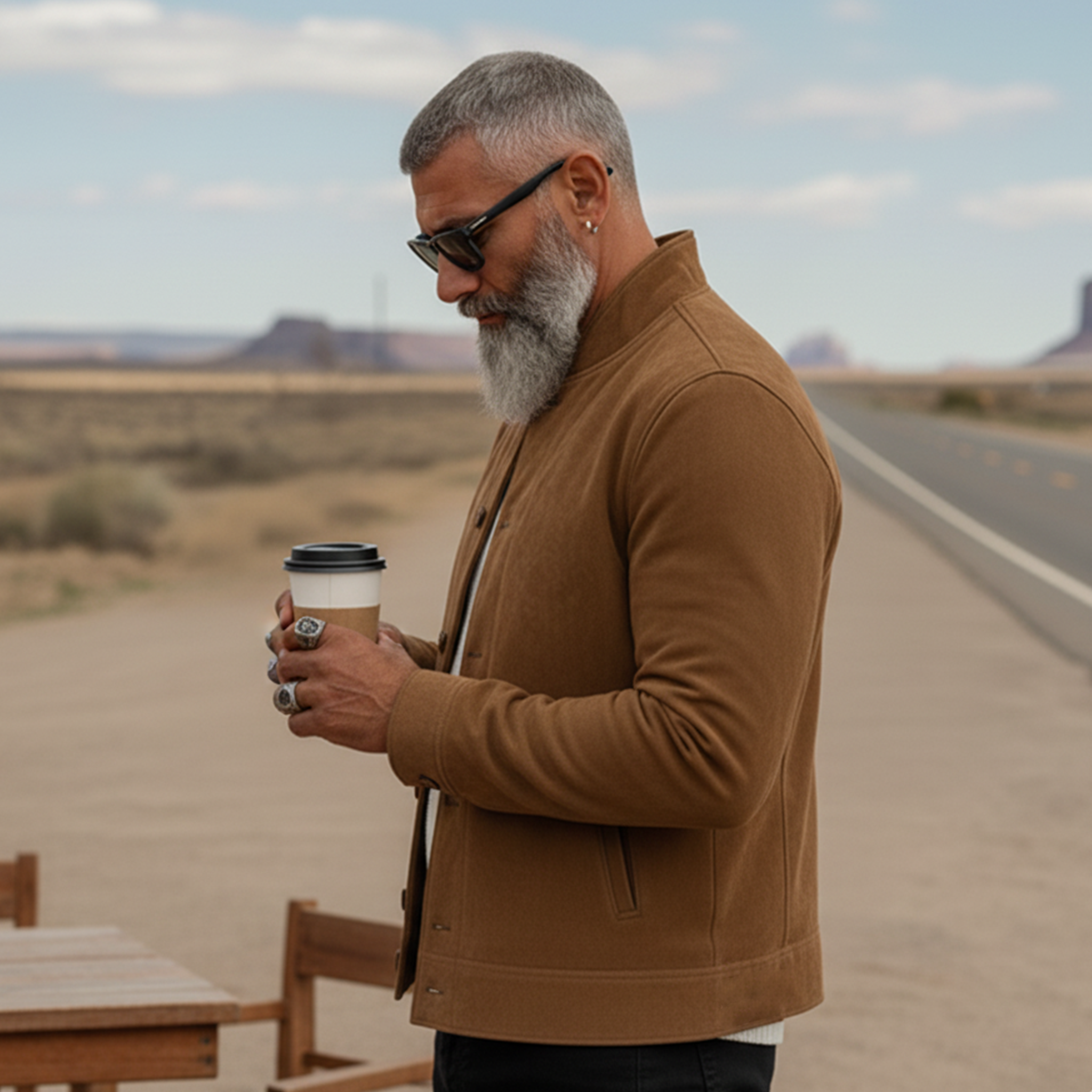 Men's Classic Retro Stand-up Collar Faux Suede Single-breasted Slim-fit Jacket MTA1332K4K