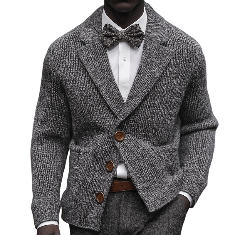 Men's Vintage Casual Knitted Lapel Button Sweater Cardigan MTA1133J7TO