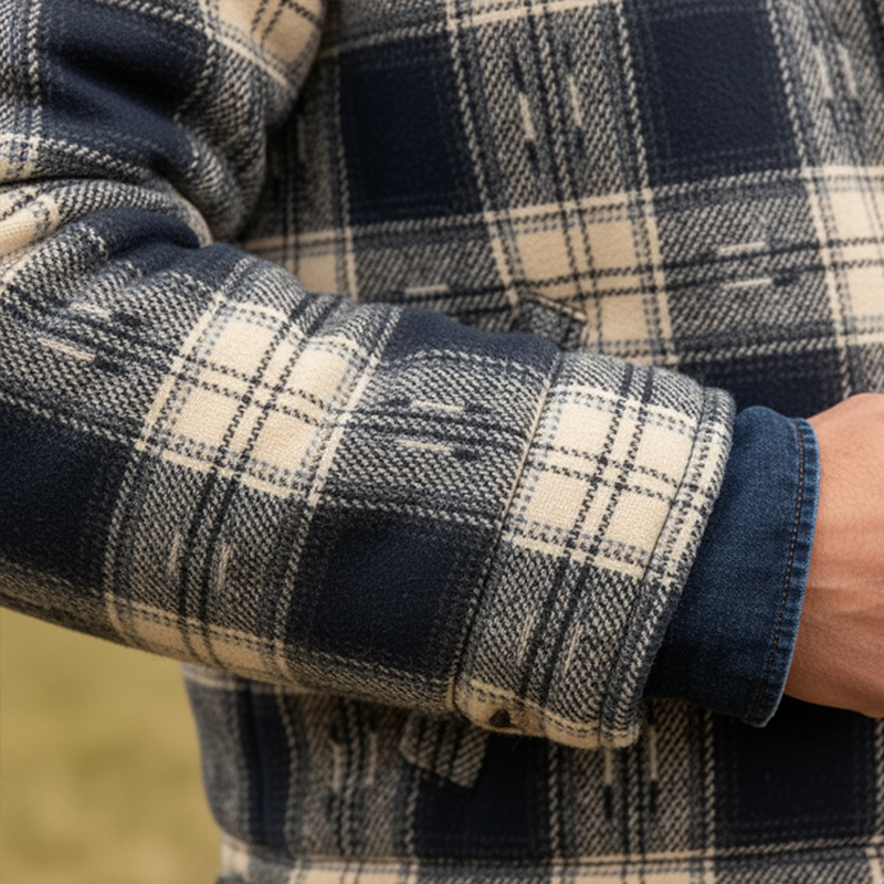 Men's Winter Retro Plaid Fleece Lined Zip-Up Jacket MTA1095K5P