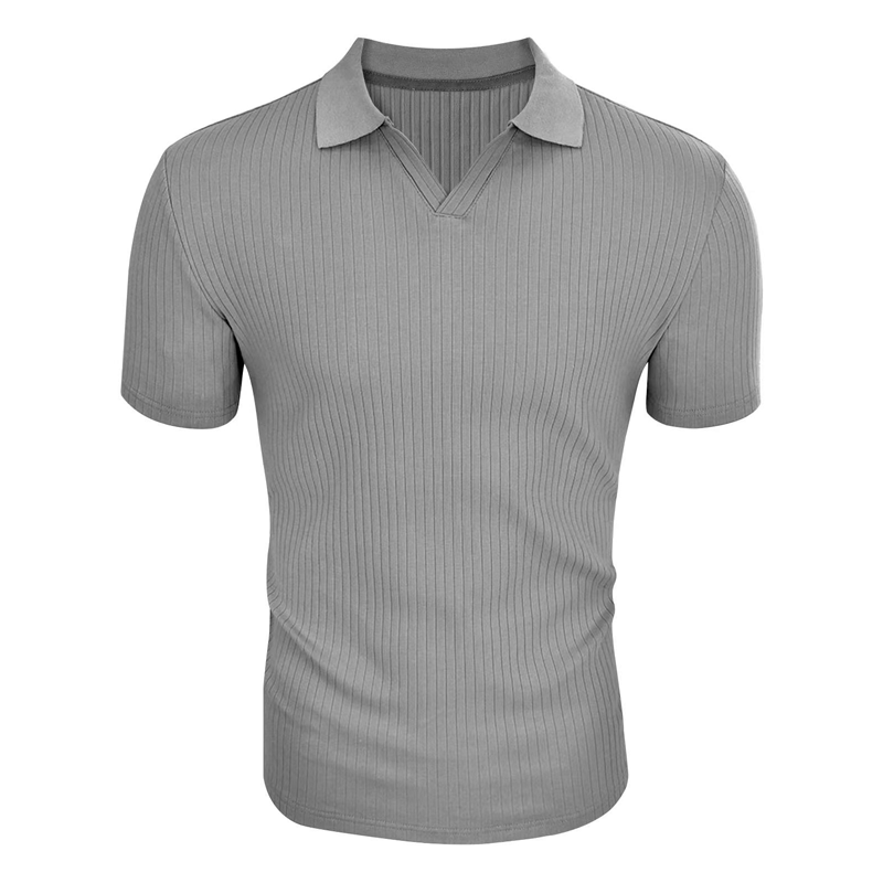 Polo de manga corta con solapa y rayas lisas para hombre 66319205Z