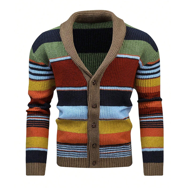 Men's Colorblock Lapel Sweater Jacket 02918584X