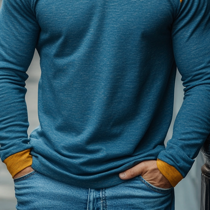 Men's Cotton Blend Crew Neck Long-sleeved T-shirt MTA0406L7X