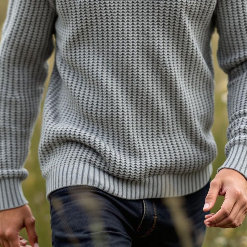 Men's Solid Color Round Neck Long Sleeve Sweater MTA1102I6Z