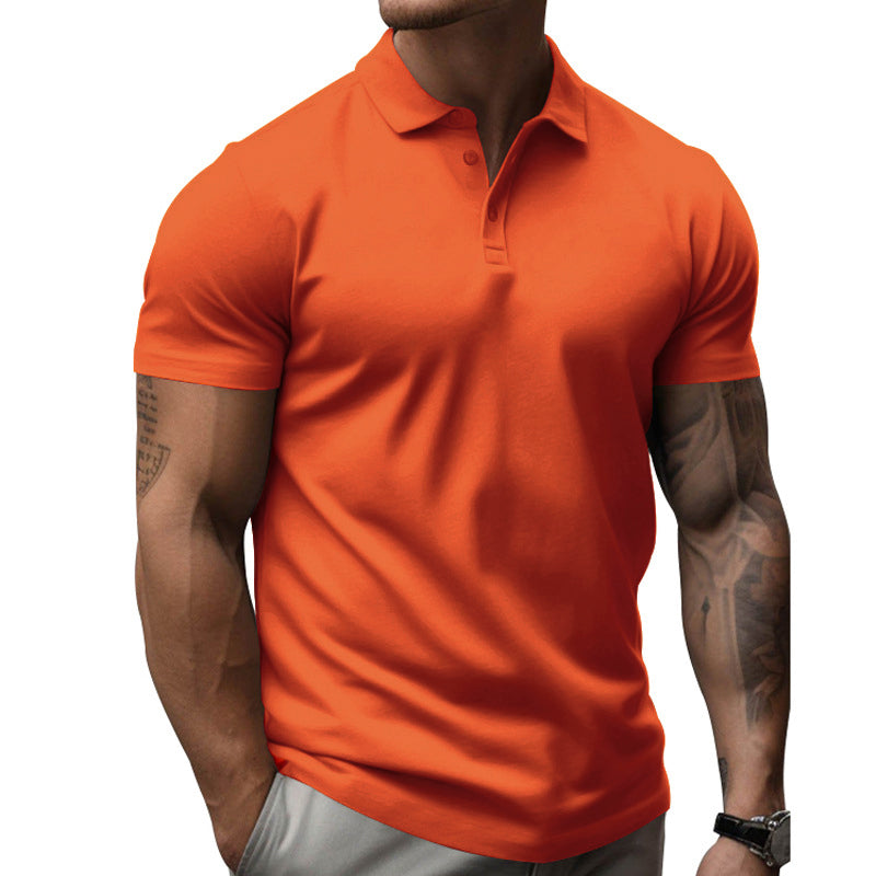 Men's Solid Slim Lapel Short Sleeve Casual Polo Shirt 22236281Z